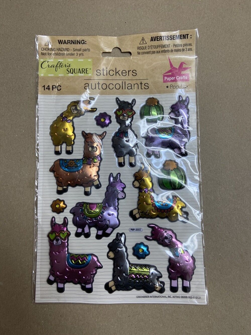 Crafters Square Puffy stickers 3D Llamas Foil Metallic 14 pc Sealed Read